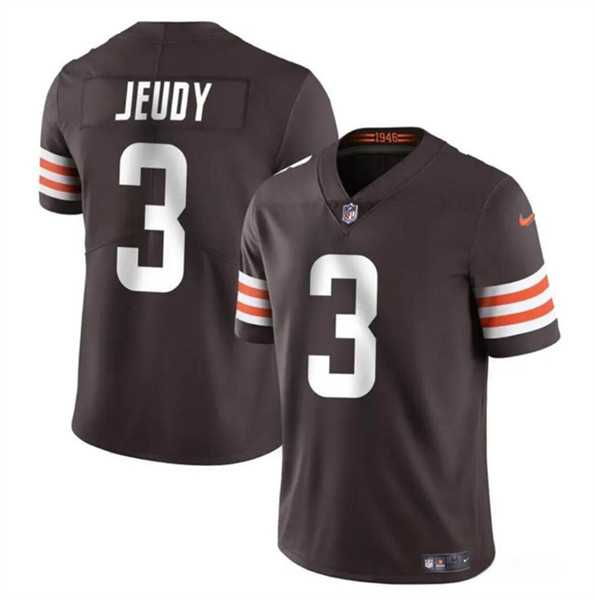 Men & Women & Youth Cleveland Browns #3 Jerry Jeudy Brown Vapor Limited Football Stitched Jersey